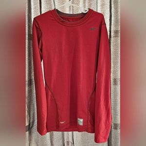 Nike PRO Longsleeve Shirt With Nike Fit Size L, Tight Fit, Red, Grey, EUC